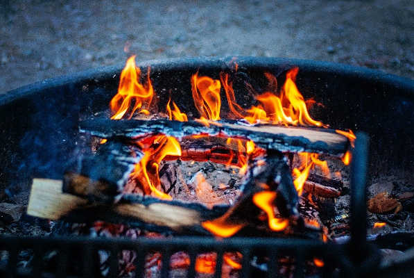 campfire in a grill