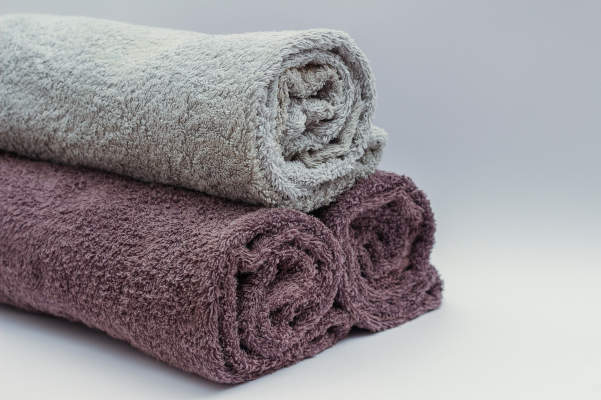 rolled clean towels for camping