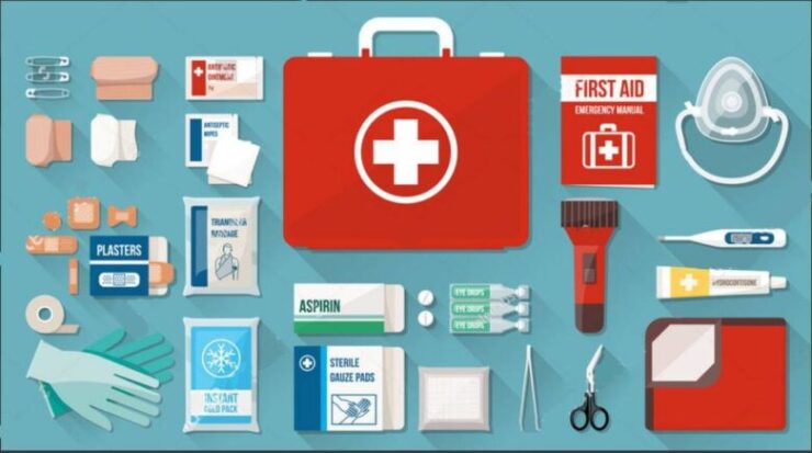 Items of first aid kit in picture