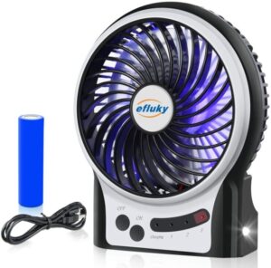 efluky 3 Speeds Mini Desk Fan, Rechargeable Battery Operated Fan 