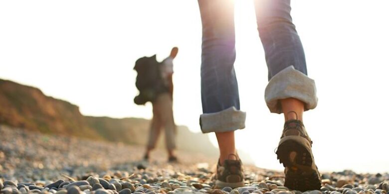 walking on the beach