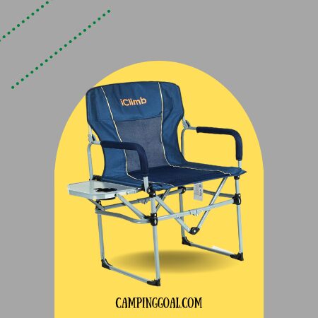 iClimb Heavy Duty Compact Camping Folding Mesh Chair with Side Table