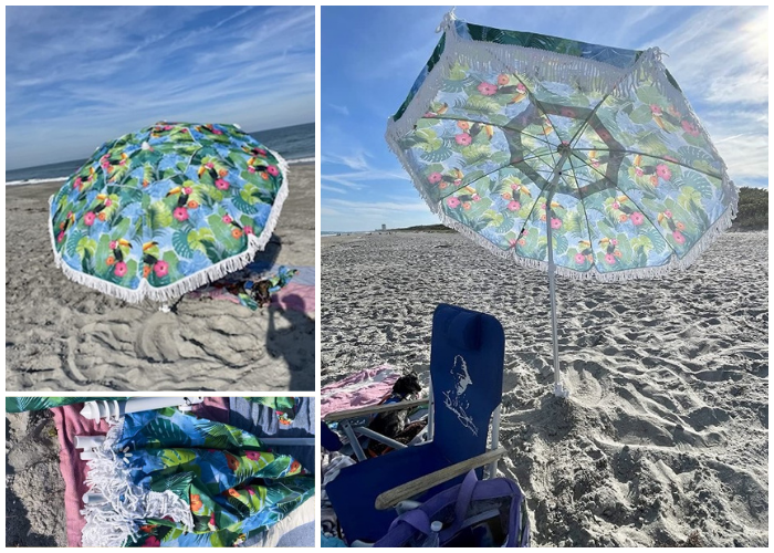 AMMSUN 6ft Portable Beach Umbrella Wind