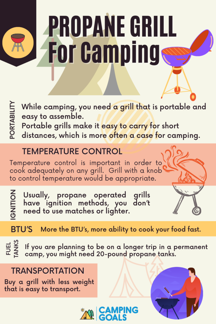 propane grill for camping buying guide infographic