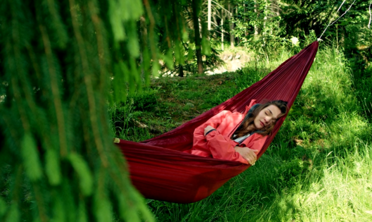 sleeping in hammock