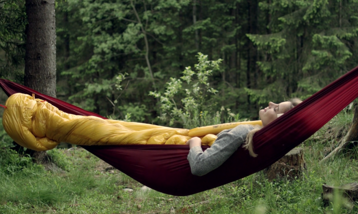 sleeping in hammock