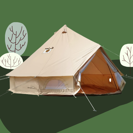 DANCHEL OUTDOOR 4 Season Canvas Yurt Tent with 2 Stove Jacks