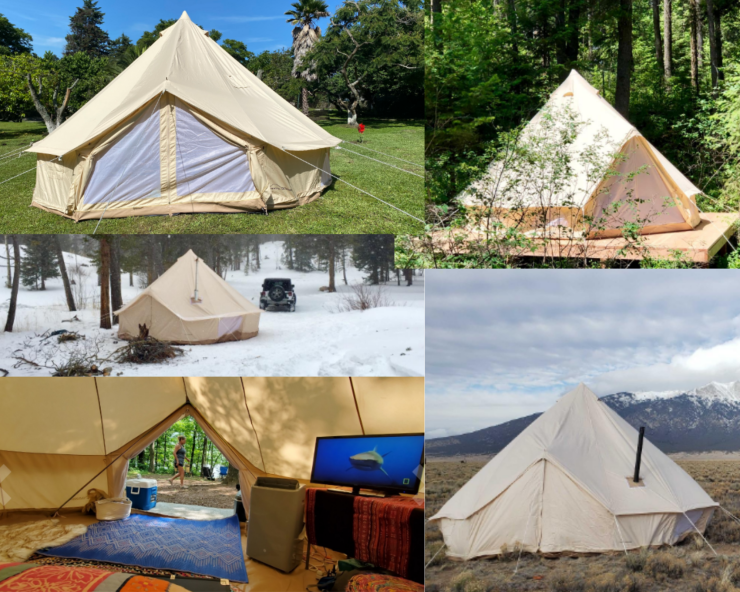 DANCHEL OUTDOOR 4 Season Canvas Yurt Tent with 2 Stove Jacks
