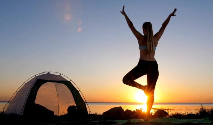 Yoga camping activity