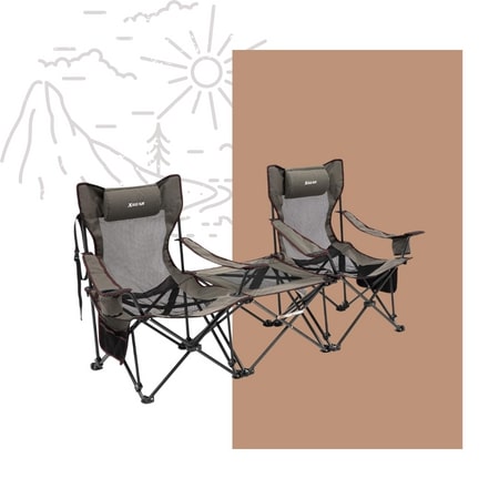 OUTDOOR LIVING SUNTIME Camping Folding Portable Mesh Chair with Removabel Footrest (2)